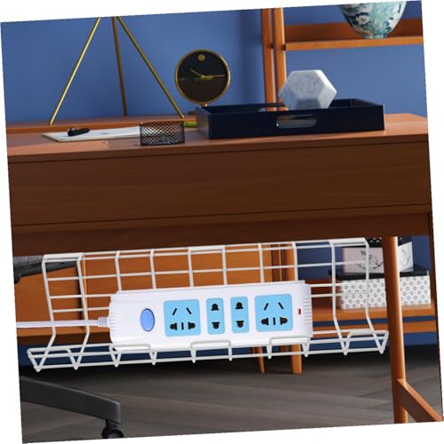 Étagère de Gestion des Câbles en Fer Blanc Compacte pour Multiprises sous Bureau Lot de 2