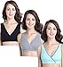 CAKYE Women's Nursing Tank Sleep Bra For Nursing And Maternity (Medium/36B,36C,36D, Gray and Black and Light Green)