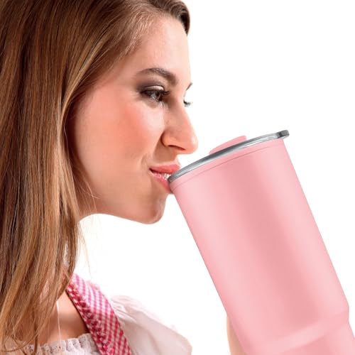 Image of MILTON Maven 1000 Plastic Water Tumbler | 2-in1 Lid Sip or Gulp | Crystal Clear BPA Free-Food Grade| Sturdy Handle | Large Travel Mug for Gym, Office & Outdoor Use, 1 L, Pink
