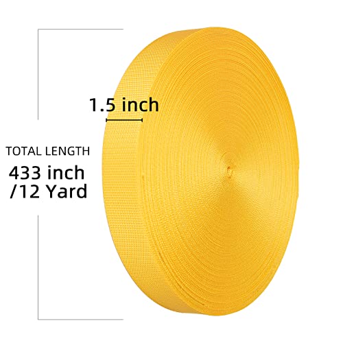 Image of Oak-Sports Nylon Webbing 1.5 Inch, Heavy Duty Nylon Webbing Strap 12 Yard, Durable Nylon Strapping for Indoor or Outdoor Gear, DIY Crafting, Repairing, Yellow