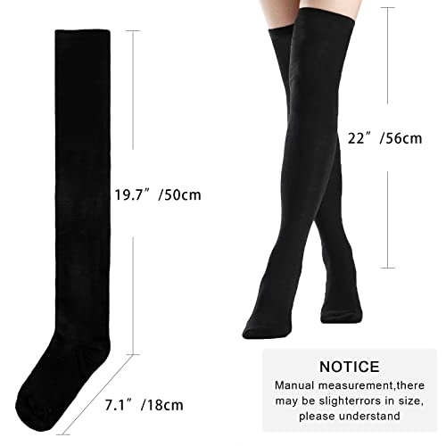 Image of DRESHOW 3 Pairs Thigh High Socks Striped Over Knee Thin Tights Long Stocking Knee High Leg Warmer