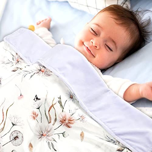 Caruili Baby Blanket For Girls, Vintage Floral Fleece Blankets Double Layer Super Soft Warm Crib Minky Blanket For Toddler Bed, Nursery, Stroller, Car Seat, 30 X 40 Inch, Flower & Butterfly, Purple #TOP3