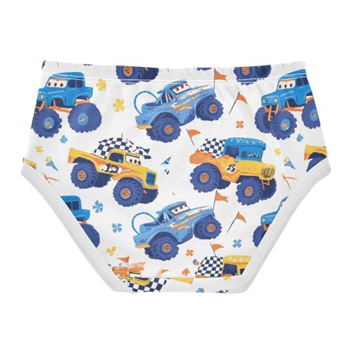 Wusikd Cute Monster Trucks Girls' Underwear Cotton Checkered Flags Girls Briefs Soft Toddler Underwear 2T2