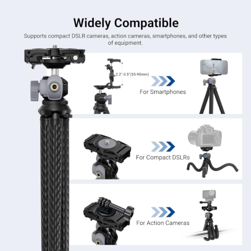 Image of NEEWER Flexible Phone Tripod, Small Mini Camera Webcam Desk Stand Phone Holder & Action Camera Mount Adapter Compatible with iPhone GoPro DJI Pocket 4 3 Xtra Muse Insta360 Video Recording, TP34 Silver