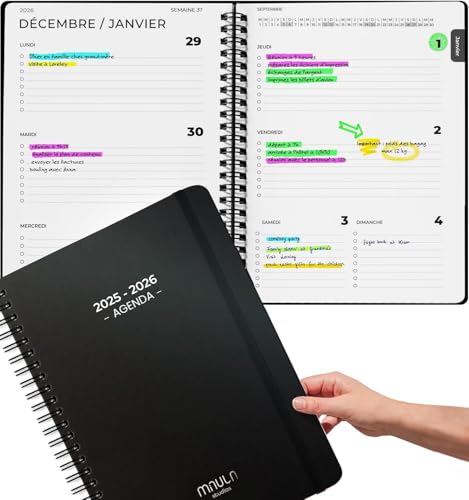 Agenda Scolaire 2026 A4 – Planificateur Semainier Vue Semaine Étudiant