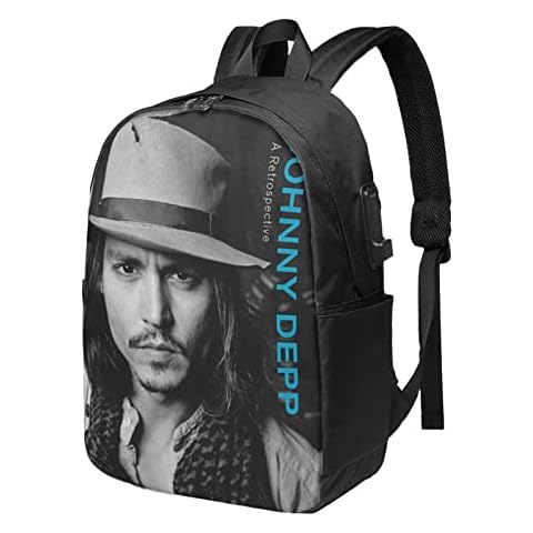 Johnny Depp Usb Backpack Travel Laptop Daypack Unisex Adjustable Bookbag Outdoor Sport Backpack For School Hiking Business Work 17 Inch Cover