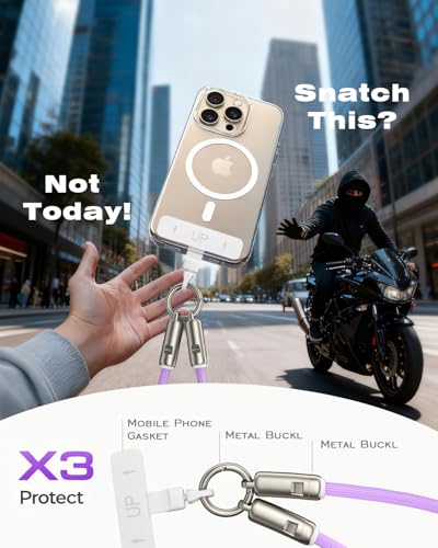 Image of Phone Lanyard Charging Cable, Type-C to USB-C 120cm 240W Fast Quick Charge Crossbody USB-C Strap 480Mbps Data Sync Anti Theft Purple Shoulder USB2.0 OTG Cord