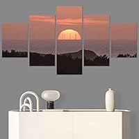 SIGNWIN 5 Panel Canvas Wall Art Skyline Sunset for Home Decorations Ready to Hang - 60