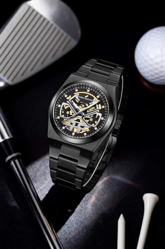Image of Daniel Hechter Paris Austerlitz Collection Skeleton Style Analog Watch for Men with Luminous Hands and Stainless Steel Strap - Mechanical-Inspired.