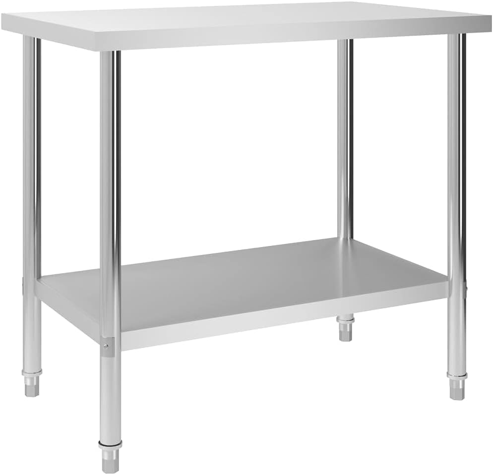 Kitchen Work Table with Shelf, Dining Room Stainless Steel Gastronomy Workbench, Commercial Food Service Table for Restaurants Hotels Canteens 39.4" x 23.6" x 33.5"