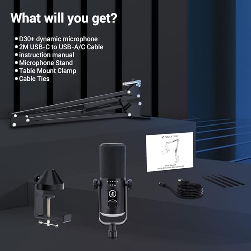 FDUCE Mikrofon gamingowy XLR/USB, mikrofon dynamiczny z ramieniem wysięgnika do gier (mikrofon z ramieniem wysięgnika)