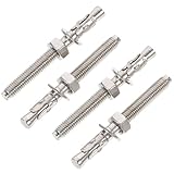 Cabilock Stainless Steel M8x80 Expansion Bolts 4pcs Set, Heavy-Duty Fixing Bolts for Wall Anchoring, Railing and Furniture Repair, Suitable for Industrial and Construction Use