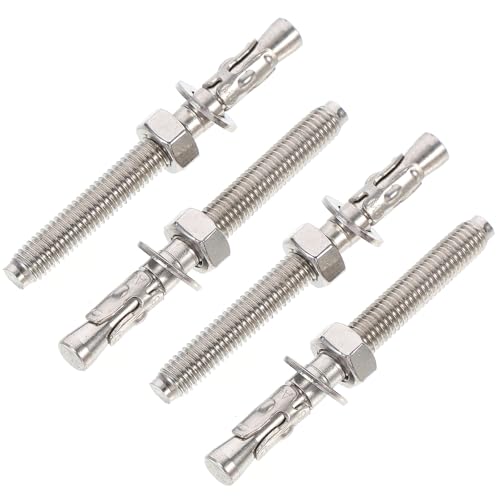 Cabilock Stainless Steel M8x80 Expansion Bolts 4pcs Set, Heavy-Duty Fixing Bolts for Wall Anchoring, Railing and Furniture Repair, Suitable for Industrial and Construction Use