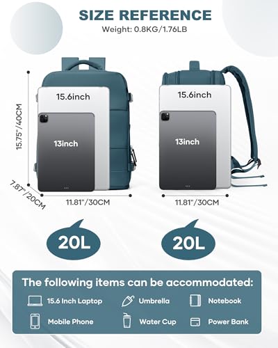Image of coowoz Travel Backpack Carry On for Women Man Gym Backpack with Laptop Compartment Mochila de Viaje Teacher Personal Item Backpacks Airplane Accessories Must Haves Peacock Blue,20L