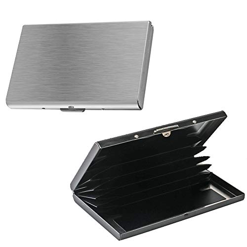 Porte-Carte de Crédit en Aluminium ETSAMOR 2 Pcs Titulaires De Cartes De Crédit RFID Secure Slim Portefeuille pour La Fête des Pères Noir Et Argent