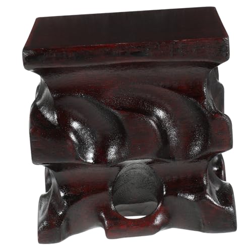 HOLIDYOYO Carved Wooden Pedestal Display Stand 8.5cm Diameter Vintage Style Solid Wood Base Handicraft for Figurines Flower Vases and Incense Burners Home Decor