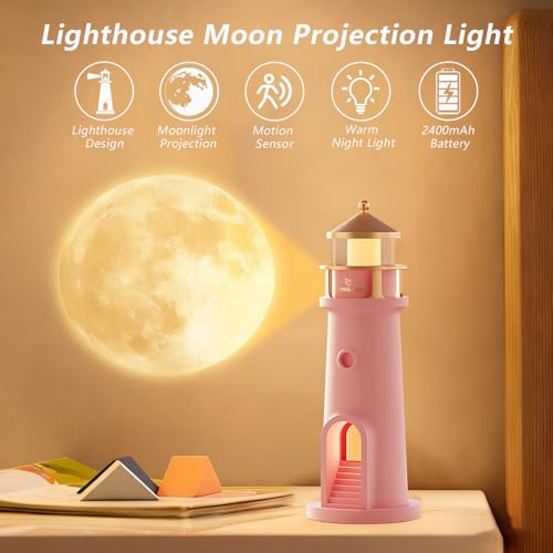 Lámpara de Mesa de Noche Proyector Faro Luna LED Recargable miniatura 2