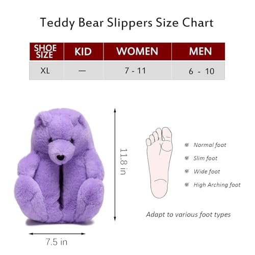 Image of Women's Funny Teddy Bear Slippers,Cute Slippers for Women,Fuzzy Indoor House Slipper,Fluffy Cartoon Bedroom Slipper,Birthday Gifts for Women,Men,Ladies,Girls