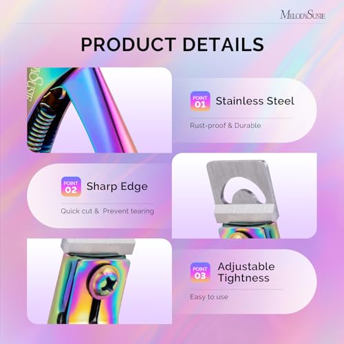 Image of MelodySusie Acrylic Nail Clippers with 15pcs Magnet Sizers, Professional Nail Clippers Cutters for Long Acrylic Gel Nails Tips, Adjustable Stainless Nail Trimmer, Manicure Tool for Salon Home, Rainbow
