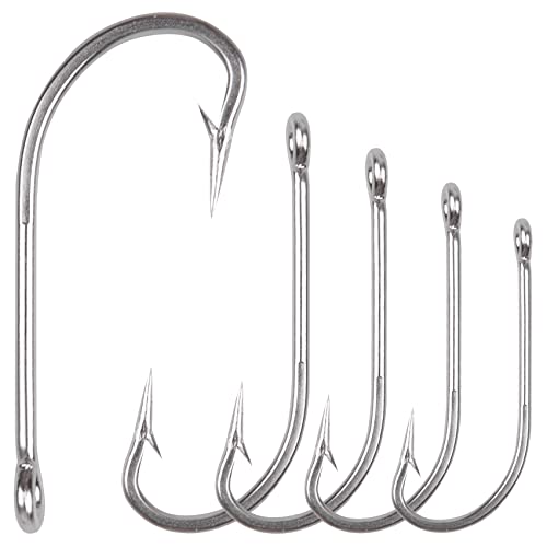 O'Shaughnessy Forged Saltwater J Hooks - Extra Strong Stainless Steel Sea Bass Fishing Hooks - Size 1/0