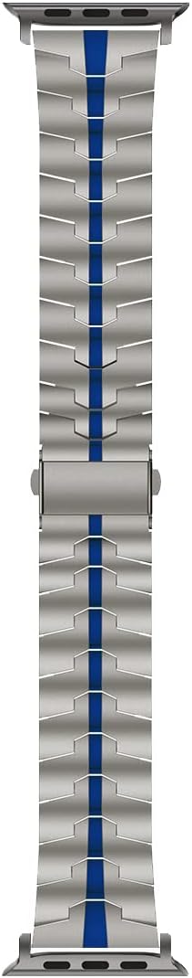 LDFASCompatible for Apple Watch Band 49mm 45mm 44mm, Titanium Metal Watch Bands with Enhanced Durability Version Compatible for Apple Watch Ultra/SE, Apple Watch Series 8/7 Band, Silver/Blue