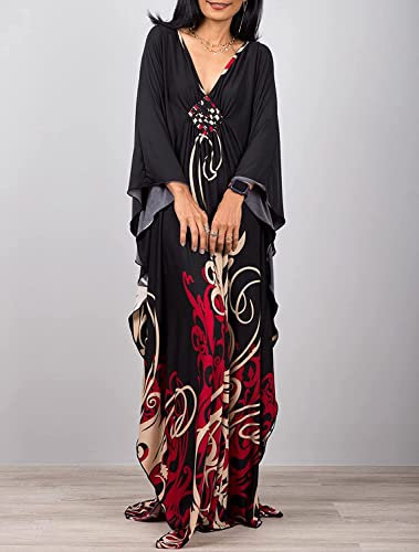 Venasha Saída de praia feminina caftan com estampa floral, manga curta, saída de praia para o verão,