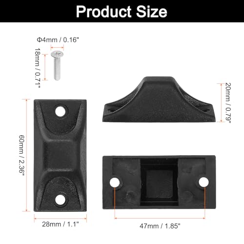 uxcell 4Pcs Luggage Replacement Pads, Plastic Luggage Stand Feet Stud, Suitcase and Travel Gear Bottom Side Accessories with with Screws, Nuts and Washers, Black (60x28x20mm)2