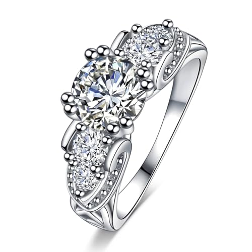 Anillos de plata de ley para mujer, joyas de compromiso, anillos de circonita cúbica para muchos dedos, 8, Cobre, Sin piedra preciosa