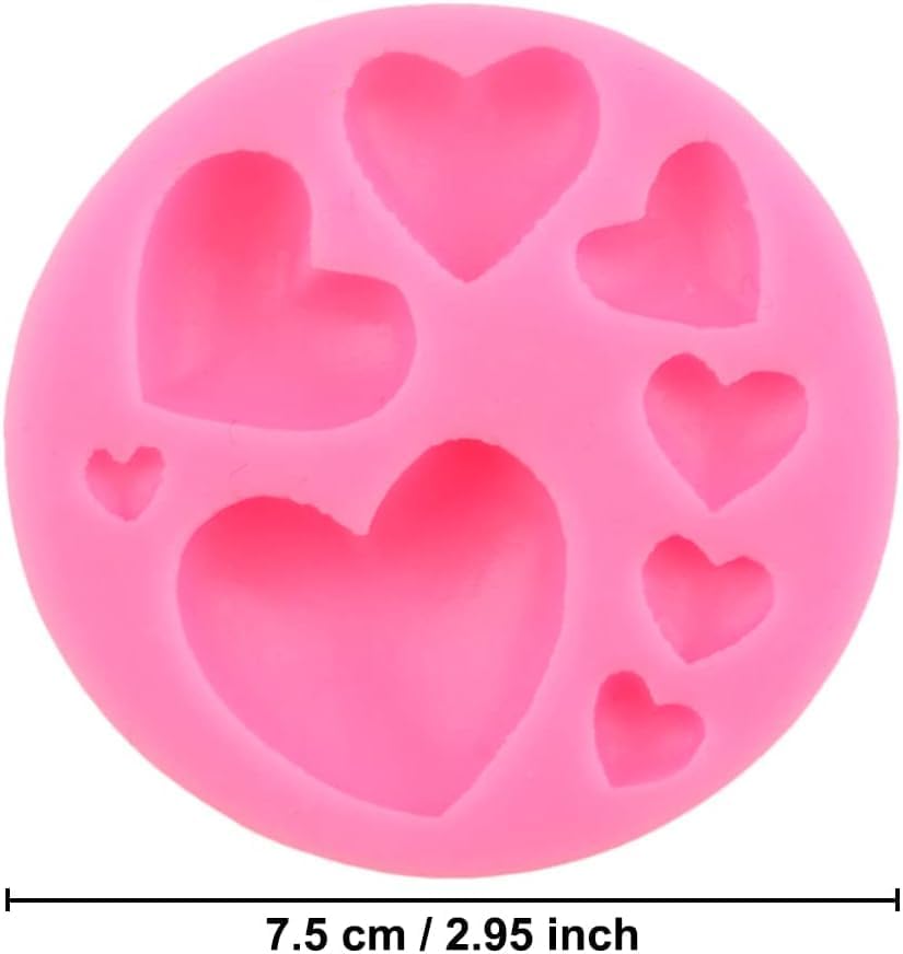 Miniatura 3 de 2 moldes de silicona de corazón rosa, diferentes tamaños, molde de chocolate con forma de corazón para decoración de galletas, pasteles, pasteles,