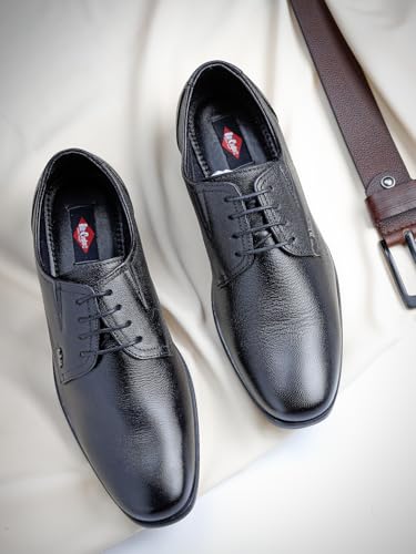 Image of Lee Cooper LC2157B3R Men's Leather Derby Formal Shoes | Lightweight, Comfortable & Stylish Lace-Ups for Office, Business