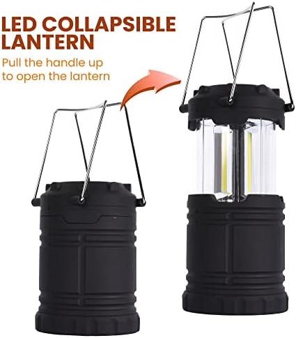 Albert Austin Collapsible COB LED Camping Light | Indoor/Outdoor Emergency Lantern | 2X Brighter LED Lights | Battery Powered | Built in Handles | Collapsible | Portable | Tent Lights - Twin Pack