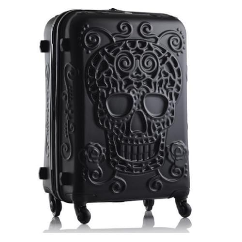 Suitcase Creative 3D Skull Rolling Luggage Spinner 28inch Suitcase Wheels (Color : Nero, Size : 28