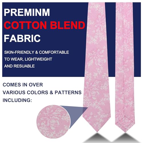 Image of Mantieqingway Floral Ties for Men Skinny Cotton Tie Flower Necktie