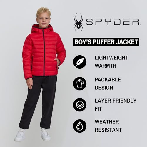 Image of Spyder Boys Puffer Jacket - Lightweight Packable Wind Water Resistant Quilted Boys Winter Coat - Cozy Insulated Winter Jacket