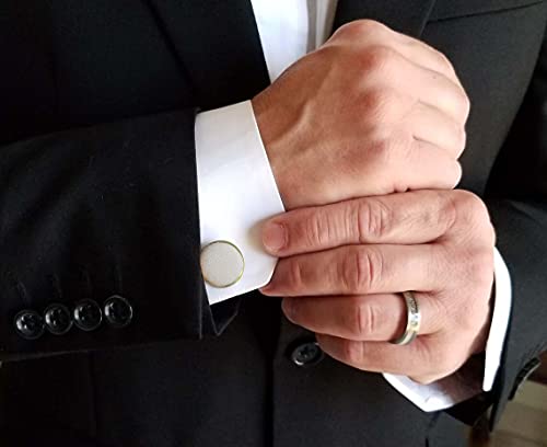 Mancuernillas clásicas de tela lino para hombre miniatura 2