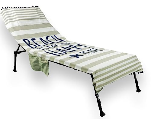 Vico Casa Strandtuch für Sonnenliege, 100% Baumwolle, Beige, mit Seitentaschen und Kissen 75 x 195 â€¦ – Miniatur