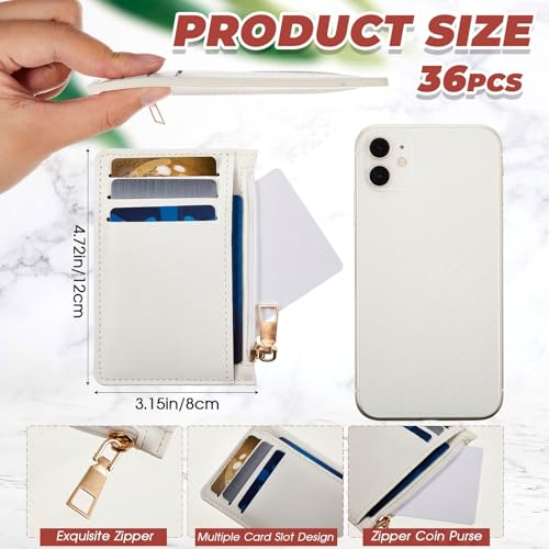 Image of Abbylike Wallet Bulk Men Slim Minimalist Leather Wallet for Laser Engraving Card Holder Front Pocket RFID Blocking with Zipper for Men and Women DIY Church Gift