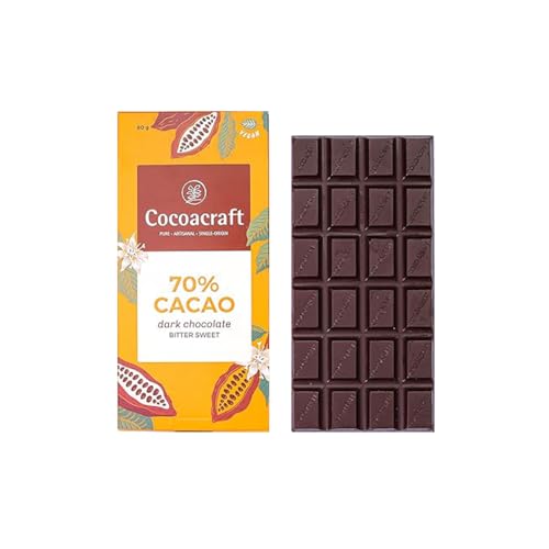 Image of Cocoacraft 70% Bittersweet Chocolate Bar (80g) Dark Chocolate Bar| 100% Natural| Handmade Artisanal Couverture from Kerala| Ideal for Snacking and Gifting