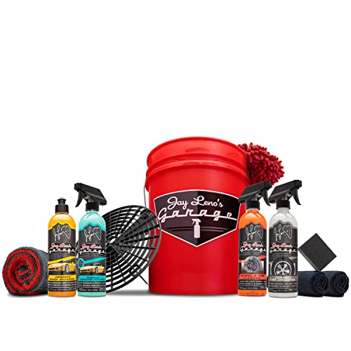 Jay Leno's Garage Ceramic Car Coating Kit – Car Wash Bundle with Ceramic Coating Spray, Car Ceramic Coating Products, Wheel and Tire Cleaner, Microfiber Towels, Applicators & Wash Mitt Detailing Kit
