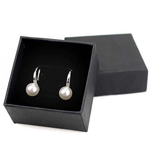 FIFATA Fashion Silver Pearl Earrings for Women 8-8.5mm Classical Drop Dangle Earrings Jewelry 6