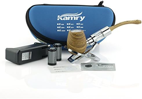 Updated TPD Design - Walant Kamry K1000 E-Pipe Complete Kit: 2PCS 18350 Battery + K1000 Pipe Body + K1000 Atomizer + Battery Charger + Zipper Case - No Nicotine (Walnut Color)