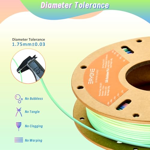Image of ERYONE PLA Filament 3D Printer Filament Multicolor 1.75mm + /- 0.03mm, PLA Filament 250g Spool, Matte Rainbow Watercolor