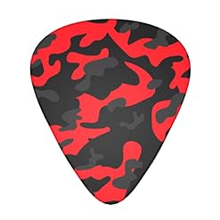 Lot de 12 médiators tendance et durables pour guitare électrique et basse Motif camouflage Rouge - Les Beatles, Paul McCartney, John Lennon, RIngo Starr, George Harrison