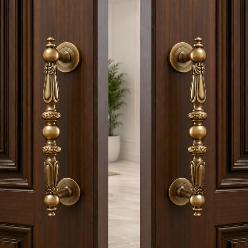 Image of VOLO Main Door Handle /Door Handles for Main Door /Glass Door Handle /Pull Handles, for Home /Office /Hotels (Antique Brass)(Rajwadi Handle) (8 inch (200 mm), 2)
