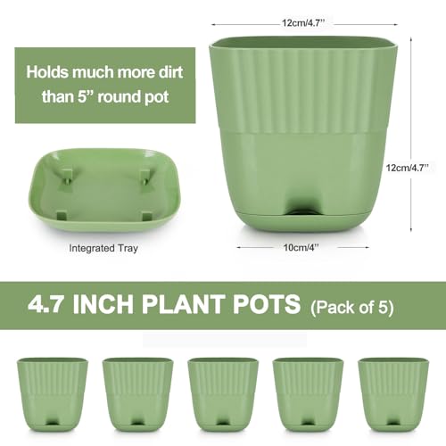 Sinolodo Vasos decorativos, conjunto de 3, verde, branco e azul (verde abacate, 12 cm (5 peças))