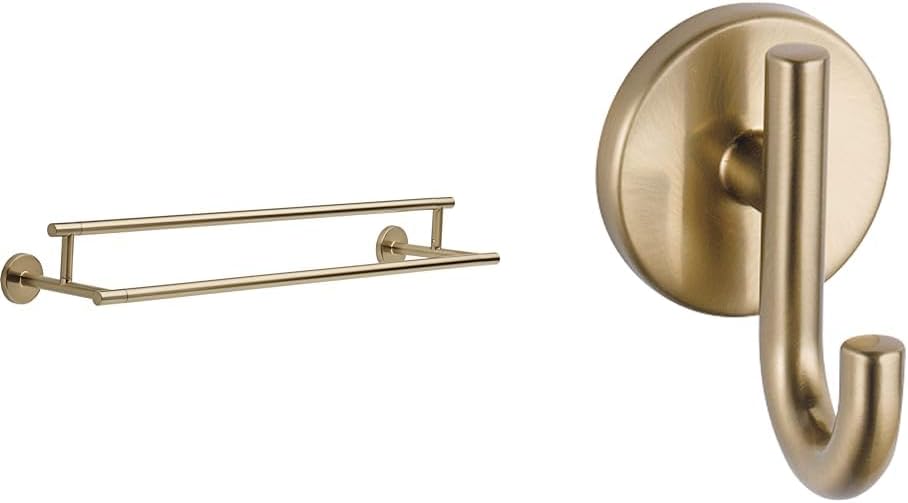75925-BL Trinsic 24-in Double Wall Mount Towel & 75935-BL Trinsic Robe Hook, Matte Black & 75950-BL Trinsic Wall Mount Single Post Toilet Paper Holder Bath Hardware