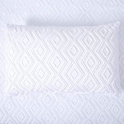 YINFUNG White duvet cover bed set easy care Bed covers King Double set super soft Clipped Jqacquard with 2 pillow cases (White, Super King 260x220cm+50x75cmx2)
