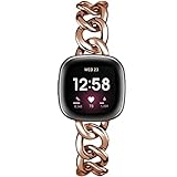Correas de acero inoxidable compatibles con Fitbit Versa 4/3/Fitbit Sense 2/Sense para mujeres y hombres, repuesto para Versa 4/Sense 2 (oro rosa)