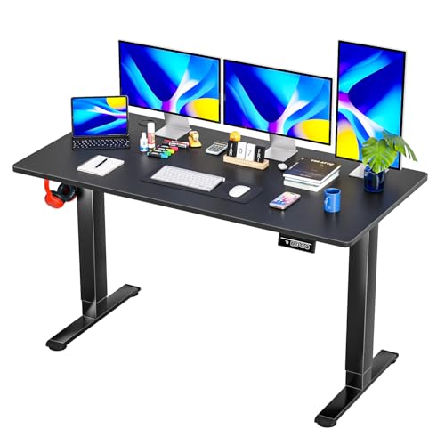 Image of PayLessHere 55 Inch Electric Standing Desk Computer Desk with Large Space and Headphone Holder Office Desk with Electric Lifting and 2 Memory Function for Office Meeting Room,Black