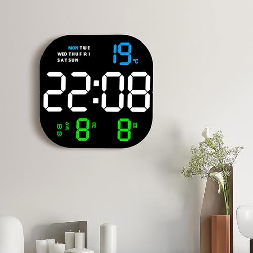 Horloge murale numérique LED avec télécommande et grand écran de table - 7